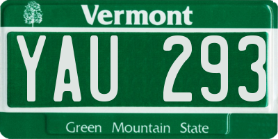 VT license plate YAU293