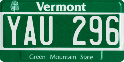 VT license plate YAU296