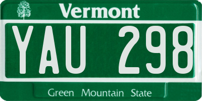 VT license plate YAU298