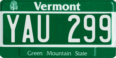 VT license plate YAU299