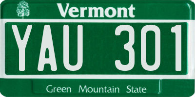 VT license plate YAU301