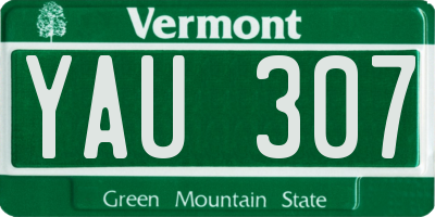 VT license plate YAU307