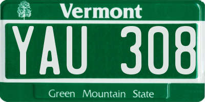 VT license plate YAU308