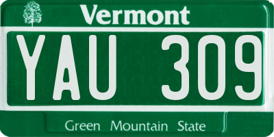 VT license plate YAU309