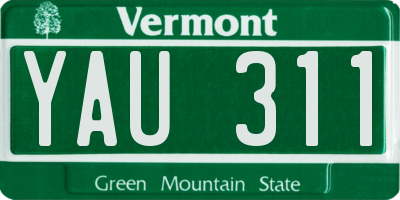 VT license plate YAU311