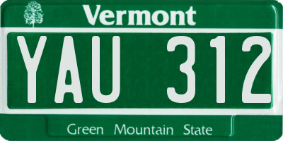 VT license plate YAU312