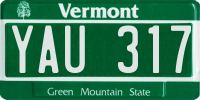 VT license plate YAU317