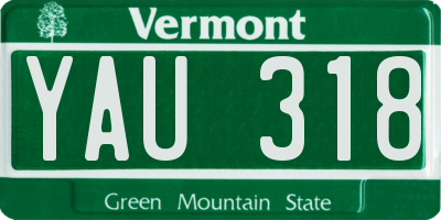 VT license plate YAU318