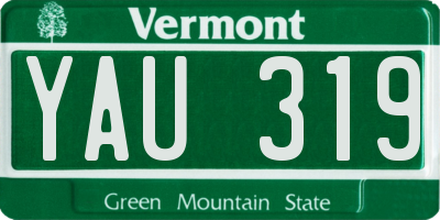 VT license plate YAU319