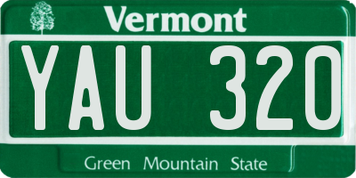 VT license plate YAU320