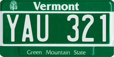 VT license plate YAU321