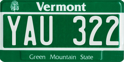 VT license plate YAU322
