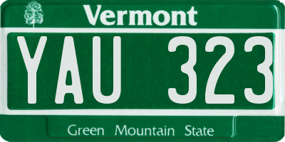 VT license plate YAU323