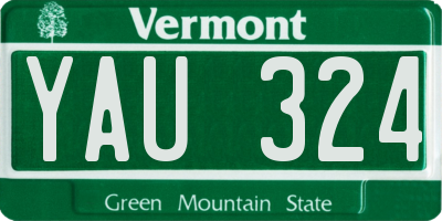 VT license plate YAU324