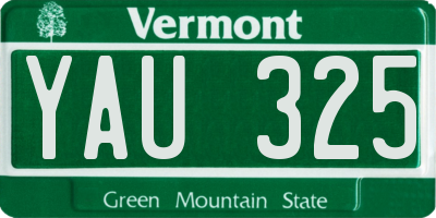 VT license plate YAU325