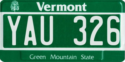 VT license plate YAU326