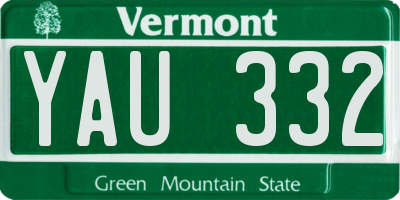 VT license plate YAU332