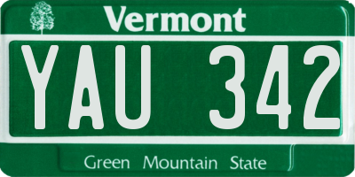 VT license plate YAU342