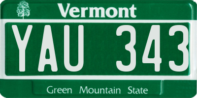 VT license plate YAU343