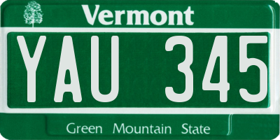 VT license plate YAU345