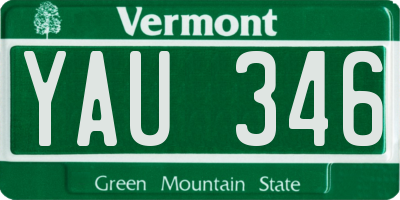 VT license plate YAU346