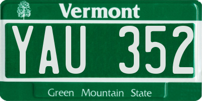 VT license plate YAU352