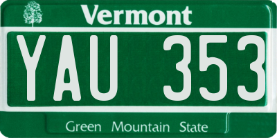 VT license plate YAU353