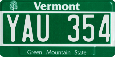 VT license plate YAU354