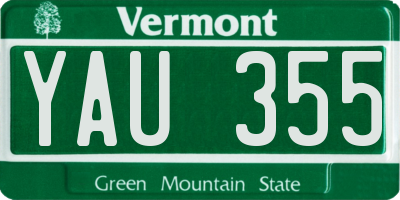 VT license plate YAU355