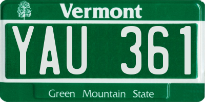 VT license plate YAU361