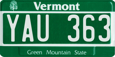 VT license plate YAU363