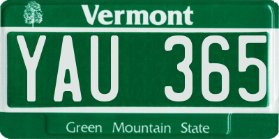 VT license plate YAU365