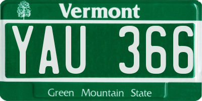 VT license plate YAU366
