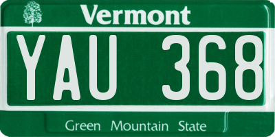 VT license plate YAU368
