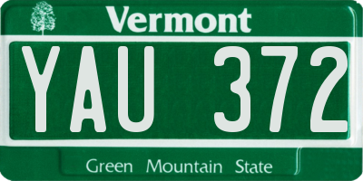 VT license plate YAU372