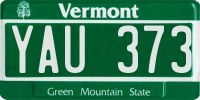 VT license plate YAU373