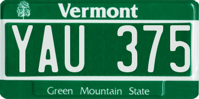 VT license plate YAU375