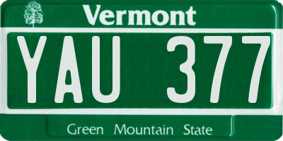 VT license plate YAU377