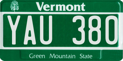 VT license plate YAU380