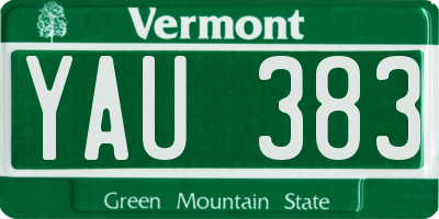 VT license plate YAU383