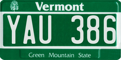 VT license plate YAU386