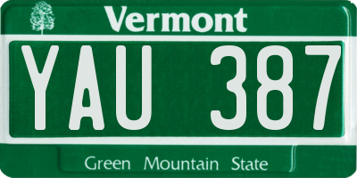 VT license plate YAU387