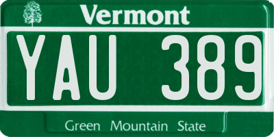 VT license plate YAU389