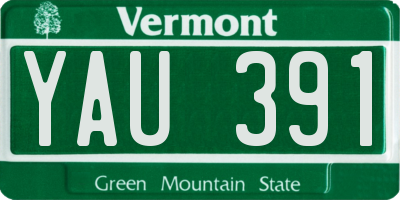 VT license plate YAU391