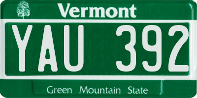 VT license plate YAU392