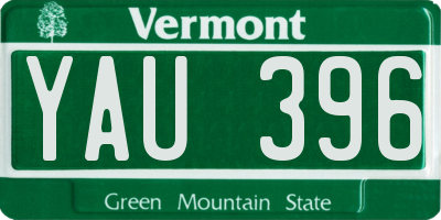 VT license plate YAU396