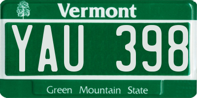 VT license plate YAU398