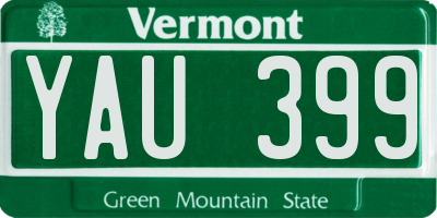 VT license plate YAU399