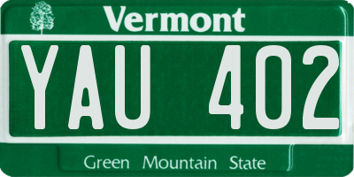 VT license plate YAU402