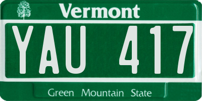 VT license plate YAU417